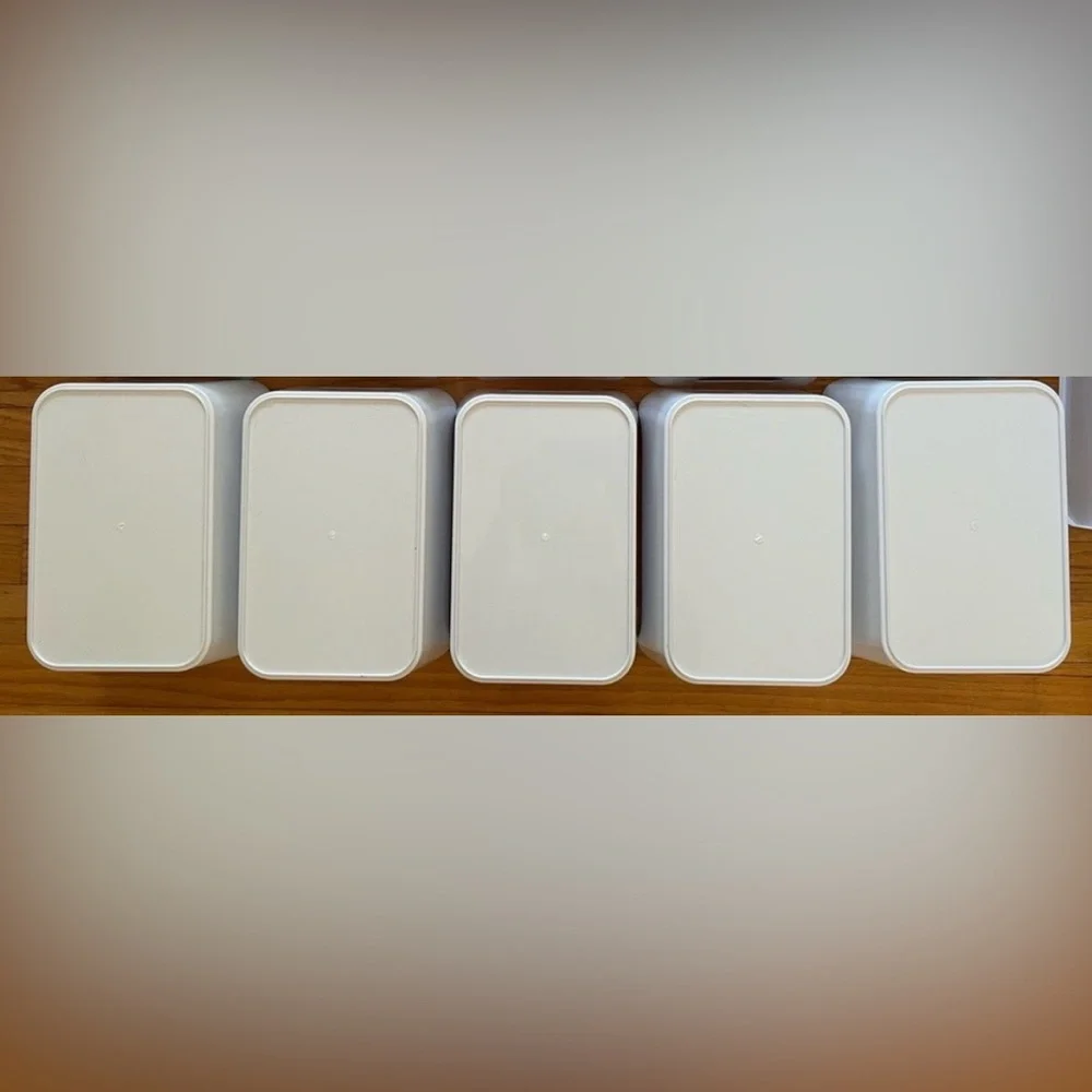 Set Of 5 Stackable White Storage Bins